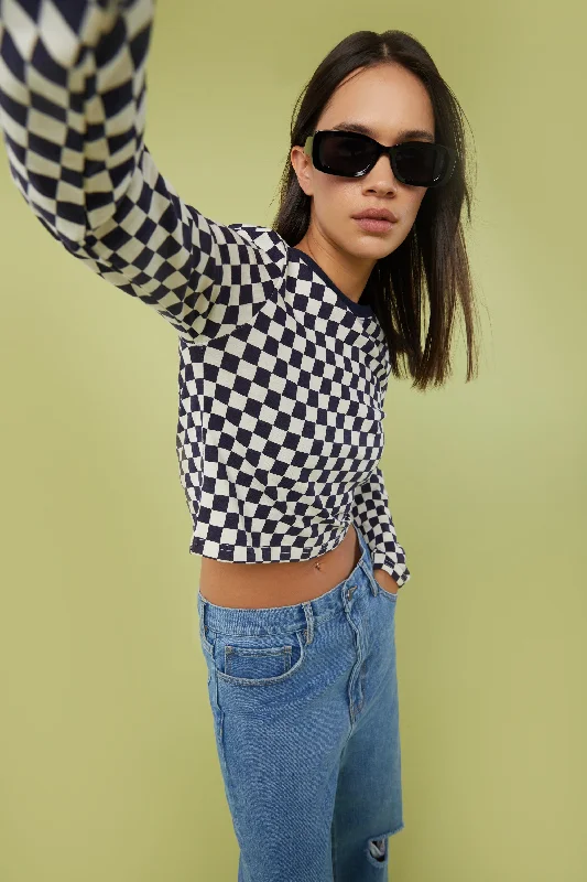 Boutique Recommendation CHECKERED LONG SLEEVE TOP