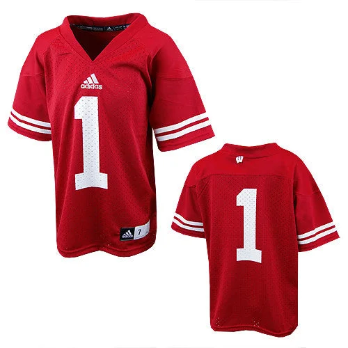 Street Cool Wisconsin Badgers #1 NCAA Adidas Red Youth Replica Football Jersey