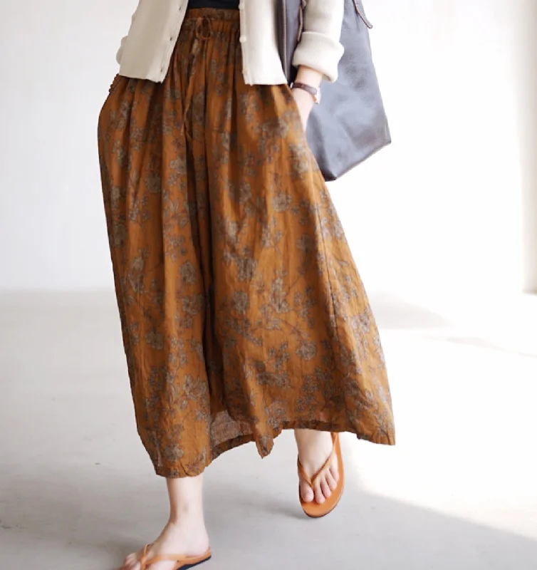 Simple Matching Vintage Cotton Floral Women Skirts