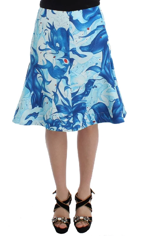 Bright Colors Koonhor Elegant Fresco-Print Knee-Length Women's Skirt