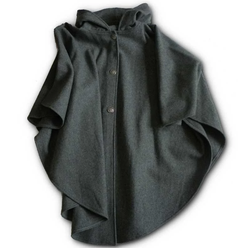 Slim Fit Traditional Button Cape - Medium Gray