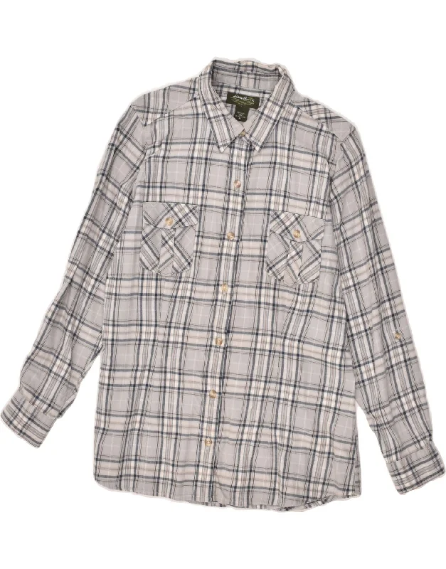 Urban Sense EDDIE BAUER Womens Shirt UK 18 XL Grey Plaid Cotton