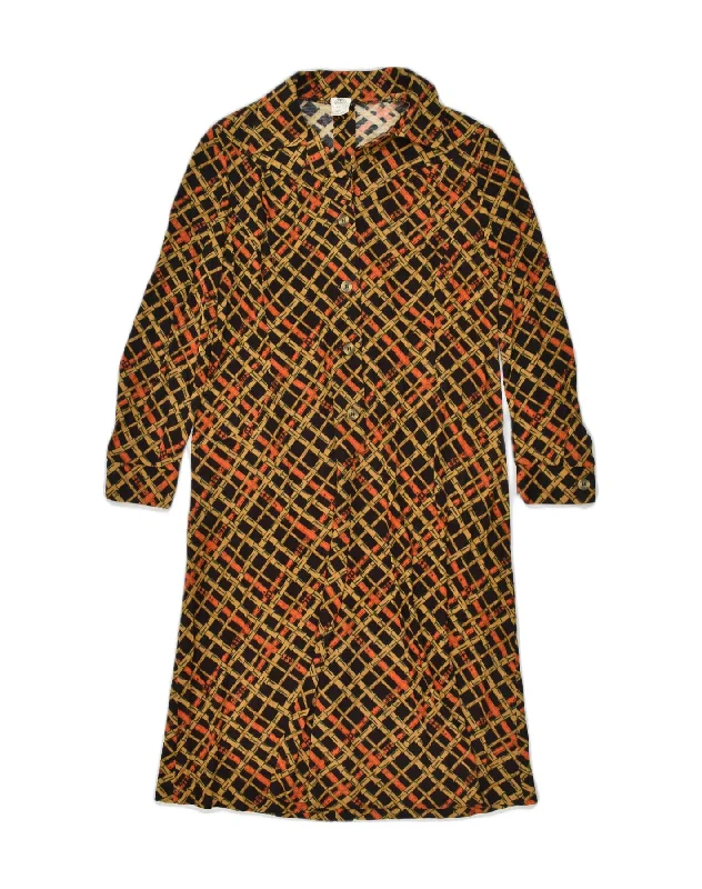 Avant-garde Design VINTAGE Womens Shirt Dress IT 47 XL Brown Check Acrylic