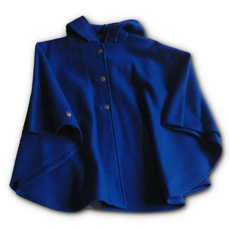 Cute Style Traditional Button Cape - Royal Blue