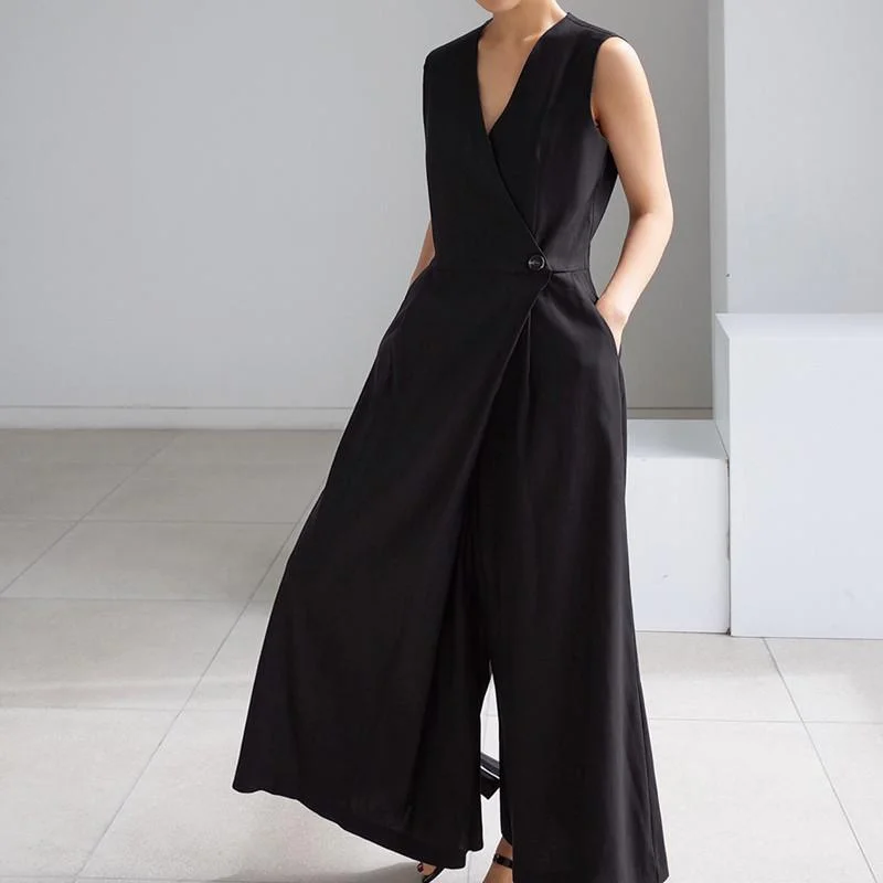 Casual And Comfortable Women High Waist Casual Sleeveless Jumpsuits