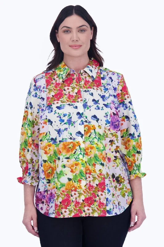 Urban Sense Olivia Plus No Iron Floral Patchwork Shirt