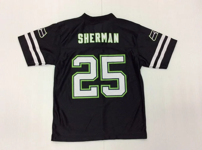 Casual And Comfortable Richard Sherman #25 Seattle Seahawks Black NFL Mid Tier Youth Jersey