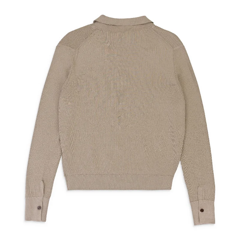 Age-reducing Style RIB DEEP POLO SAND SWEATER