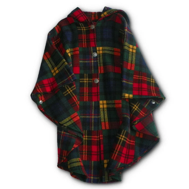 Wearable At Home Or Out Traditional Button Cape - Crazy Pattern