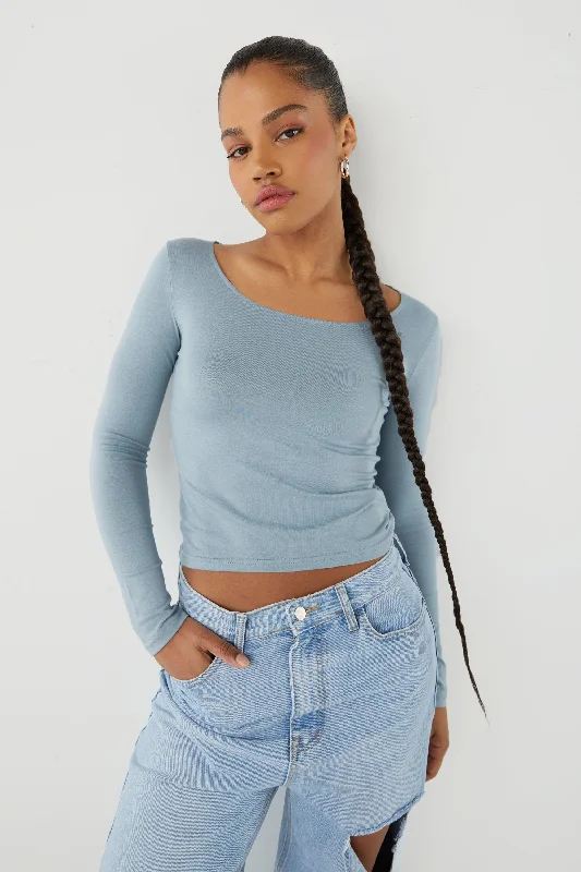 French Retro CROPPED LONG SLEEVE TOP