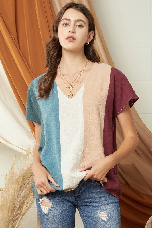 Urban Sense Color Block Top, Hunter