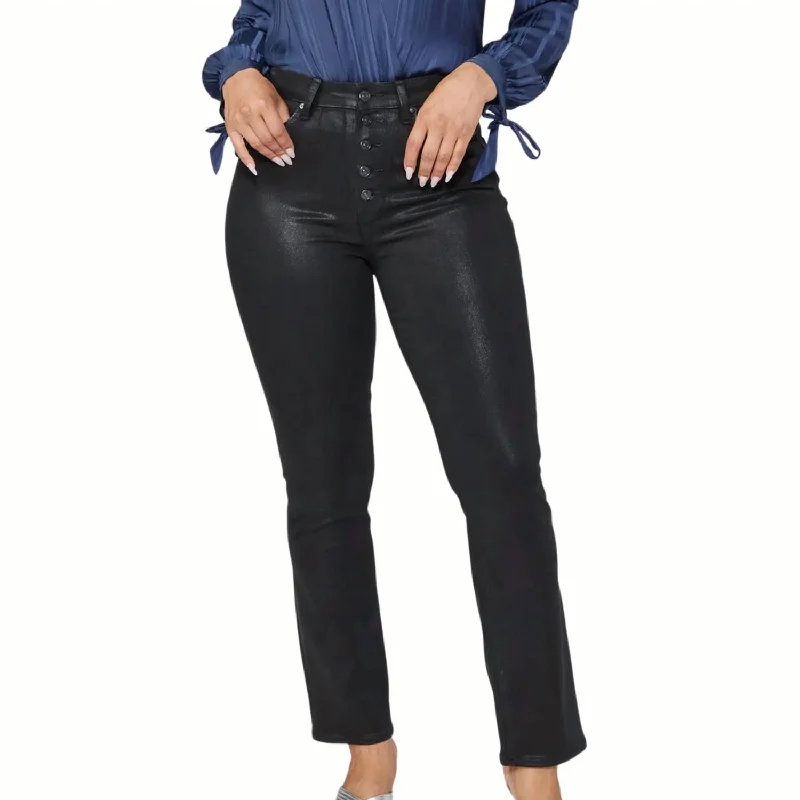 Simple And Comfortable Accent Straight Leg Jean In Black Fog Luxe Coating