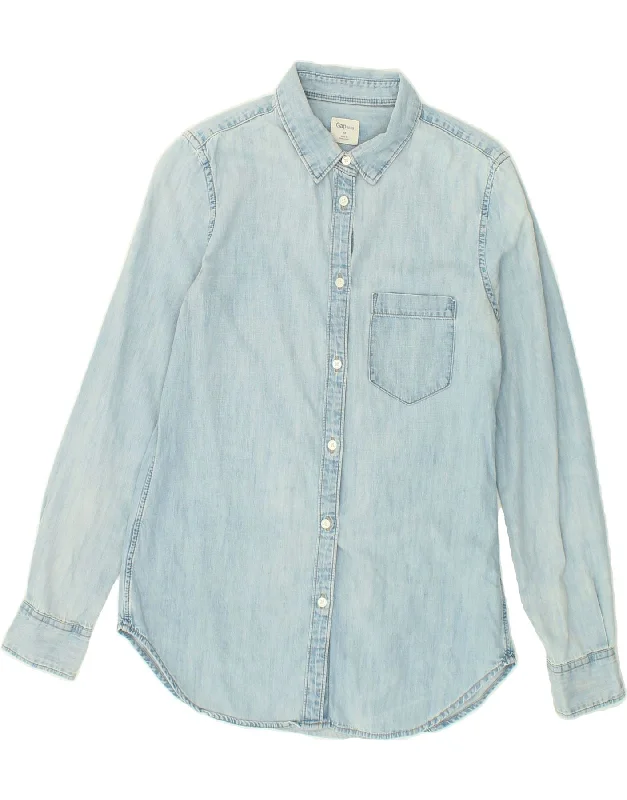 Celebrity Style GAP Womens Denim Shirt UK 6 XS Blue Cotton