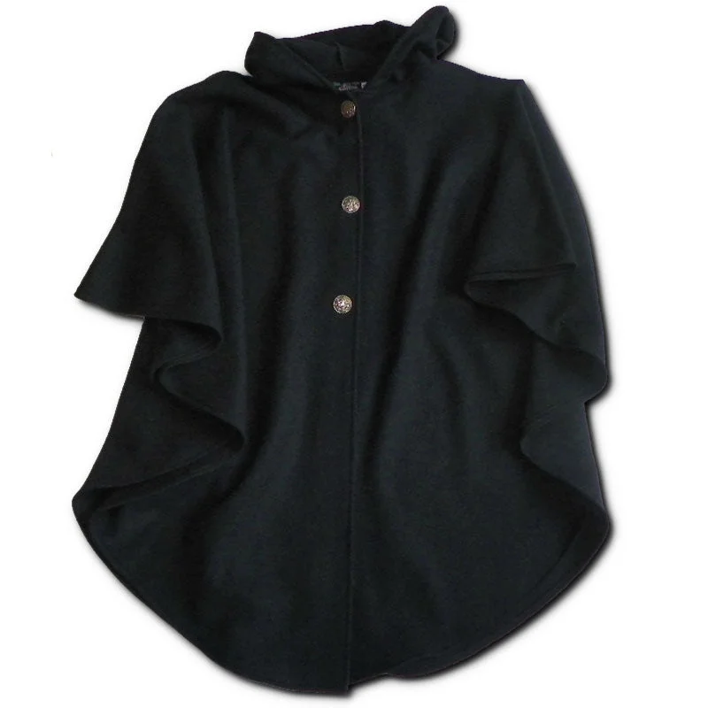 High-end Design Traditional Button Cape - Midnight Black