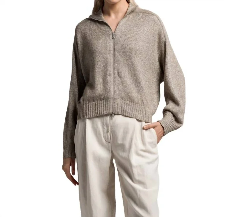 Lazy Style Lurex Wool Cardigan In Grey/brown(Silver)