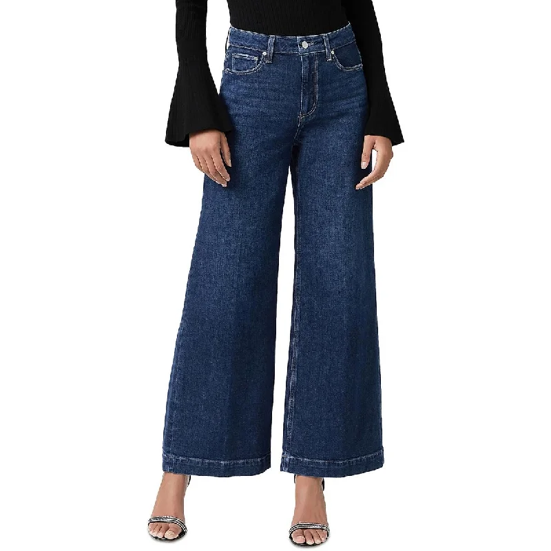 High-end Fabrics Paige Womens Harper High Rise Denim Wide Leg Jeans