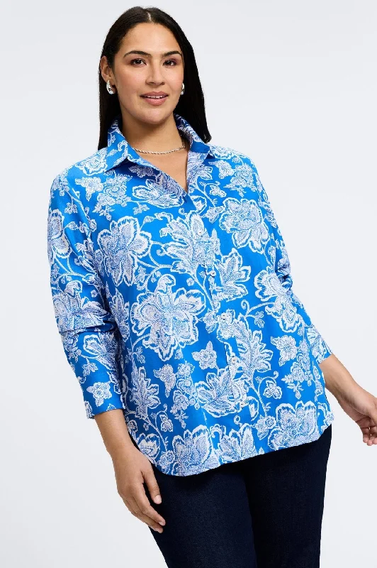 Elegant And Charming Meghan Plus No Iron Woodblock Floral Long Sleeve Shirt