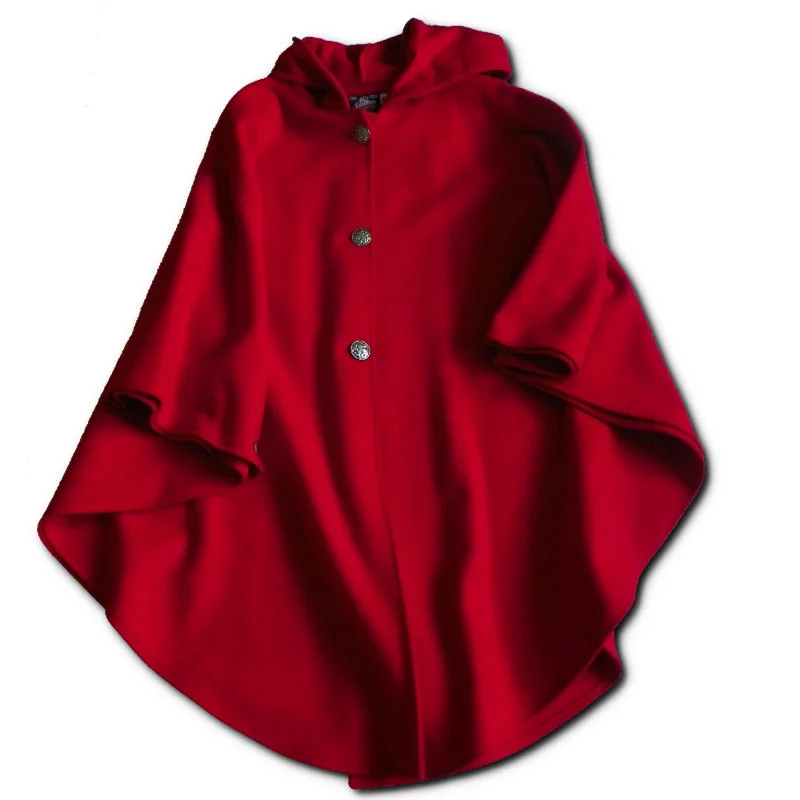 Youthful Traditional Button Cape - Bright Scarlet