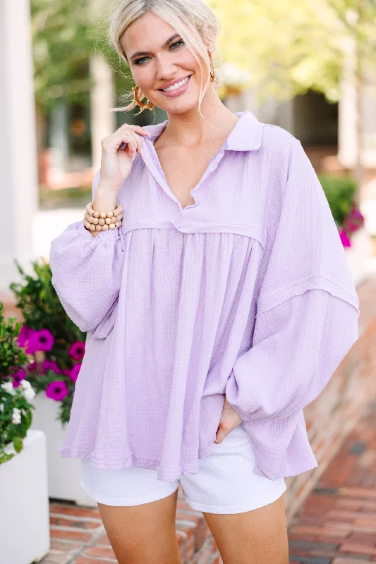 Elegant And Charming Love Life Lavender Purple Babydoll Top