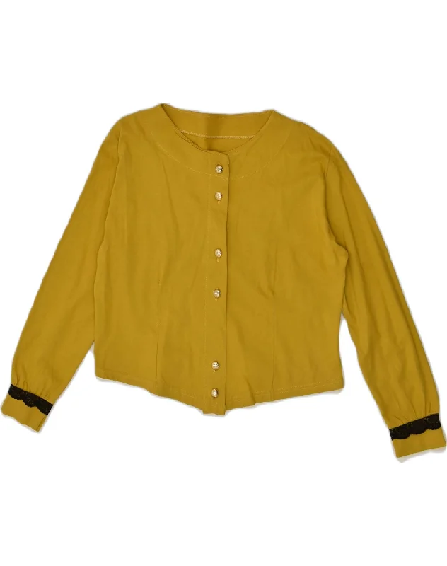 Retro Fashion VINTAGE Womens Shirt Blouse UK 18 XL Yellow