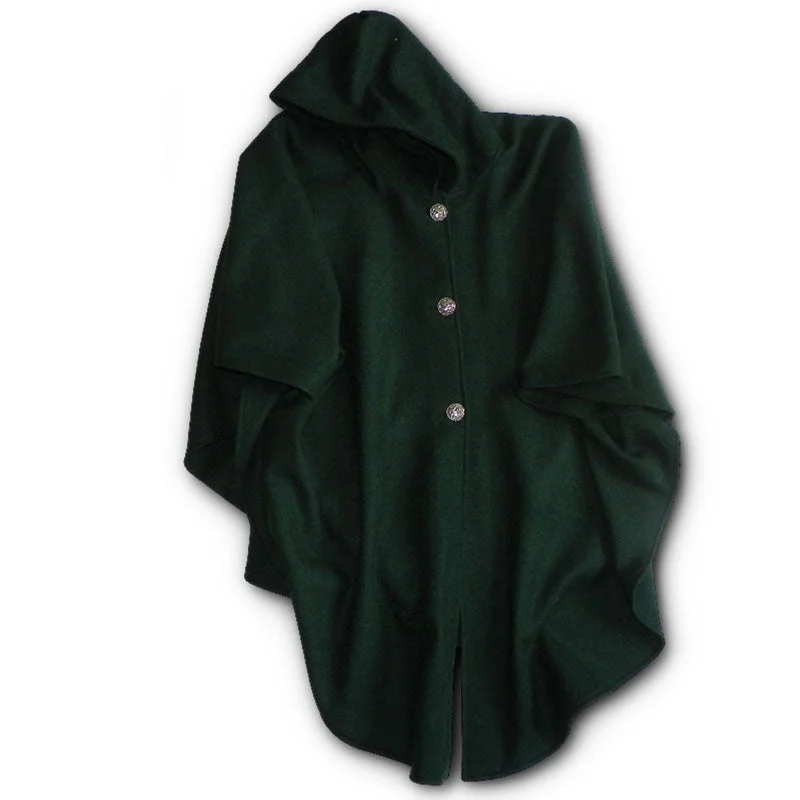 Unique Design Traditional Button Cape - Spruce Green