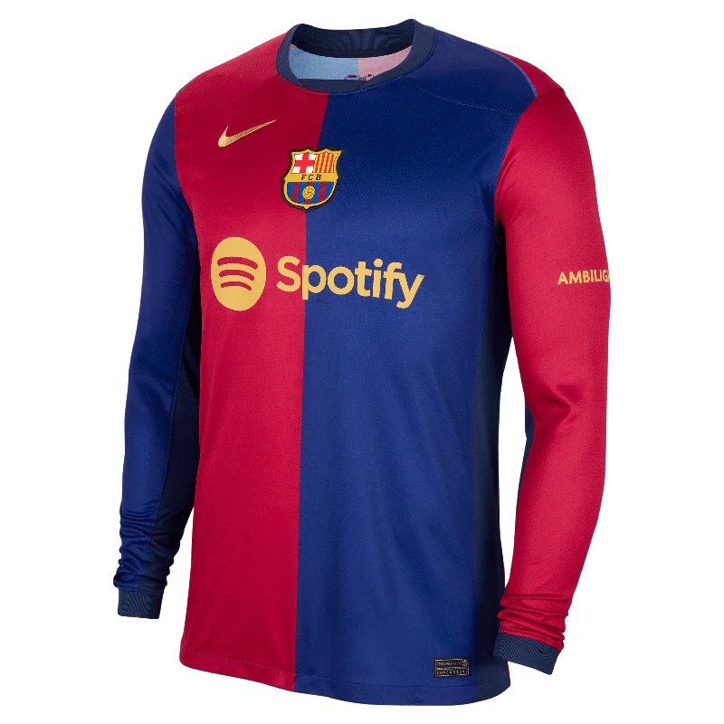 Double-sided Wear Nike Men's FC Barcelona Stadium Home Long Sleeve Dri-FIT Soccer Jersey 24/25