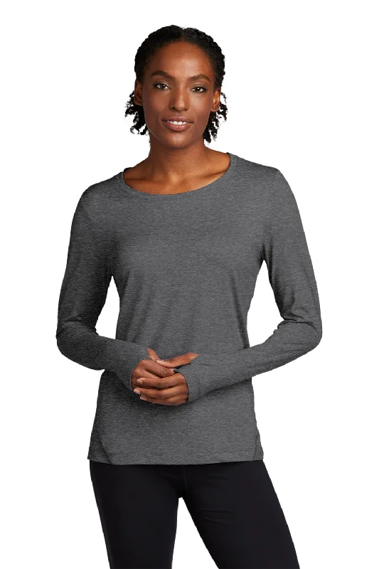 Comfortable And Versatile Sport-Tek Womens Exchange 1.5 Long Sleeve Crewneck T-Shirt - Heather Graphite Grey