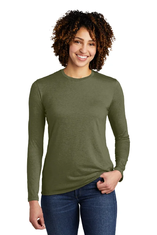 Lively And Youthful Allmade Womens Long Sleeve Crewneck T-Shirt - Olive You Green