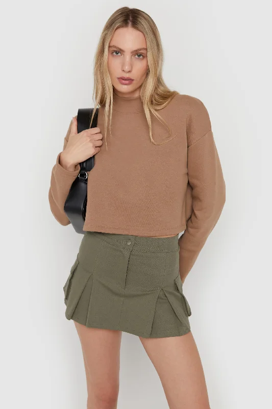 French Style CROPPED MOCK NECK SWEATSHIRT