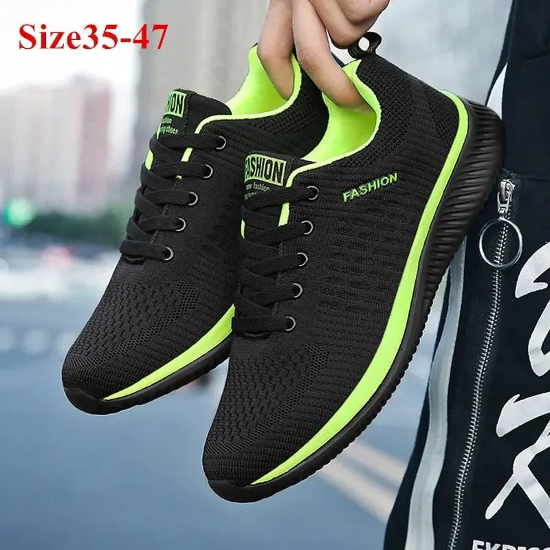 Slightly Flared Design Men Women Knit Sneakers Breathable Athletic Running Walking Gym Shoes