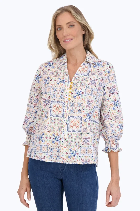 Fresh And Natural Alexis No Iron Watercolor Mosaic Popover