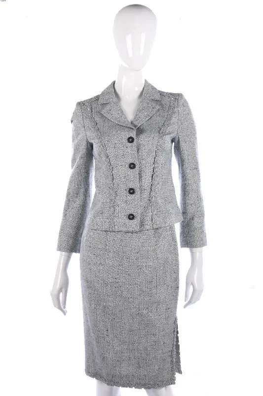 Lively And Youthful Carolina Herrera Designer Skirt Suit Silk and Linen Mix Size 4 (UK8/10)