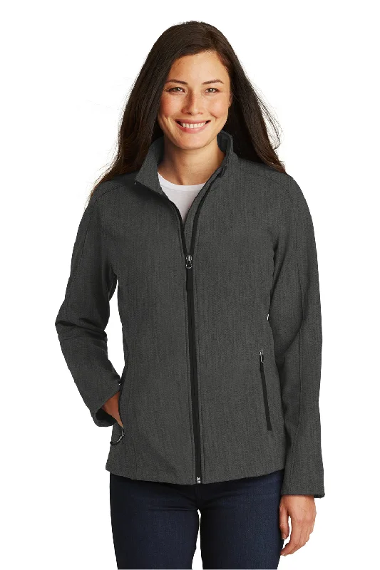 Elegant And Noble Port Authority Womens Core Wind & Water Resistant Full Zip Jacket - Heather Charcoal Black