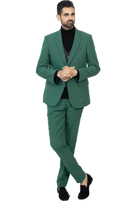 End Of The Year Paul Lorenzo 1969 Hunter Green Solid Slim Fit Suit (2-Piece Set)