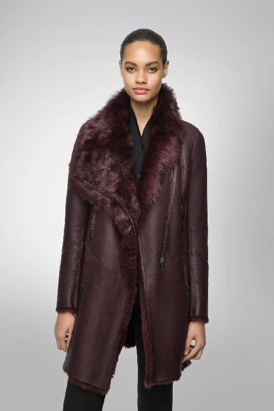 Eye-catching Personality Elena - Bordeaux Shearling Coat