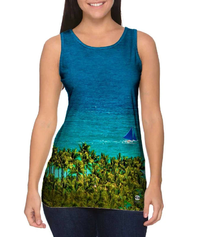 Slim Fit Light Blue Water Paradise