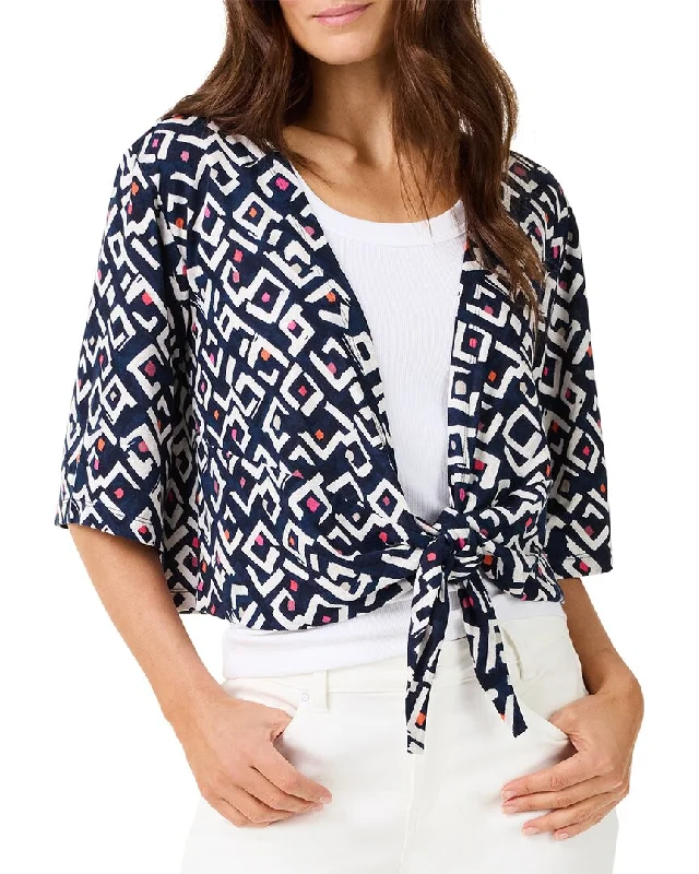 Carefree NIC+ZOE Indigo Angles 4-Way Linen-Blend Cardigan