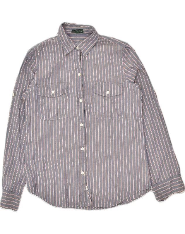 Celebrity Style RALPH LAUREN Womens Shirt US 8 Medium Grey Striped Cotton