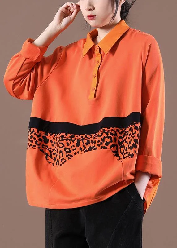 Luxury Temperament Style Orange Peter Pan Collar Loose Sweatshirt