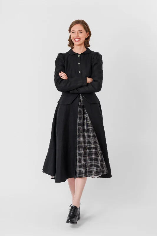 Casual Style Elizabeth Coat, Long Sleeve, Twill Linen