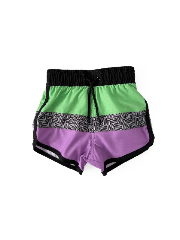 Simple Solid Color Block Swim Short - Neon Green