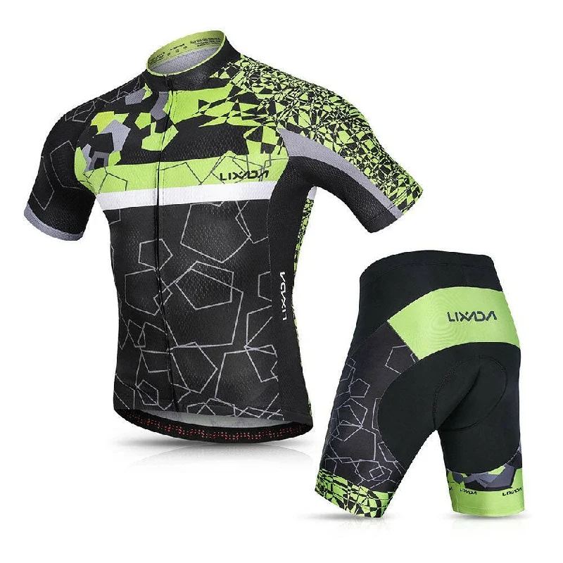 Feminine Charm Lixada Men Cycling Jersey Set Breathable Quick-Dry Short Sleeve Biking Shirt and Gel   Padded Shorts MTB Cycling Outfit Set