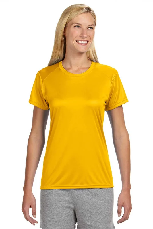 Playful Style A4 Womens Performance Moisture Wicking Short Sleeve Crewneck T-Shirt - Gold