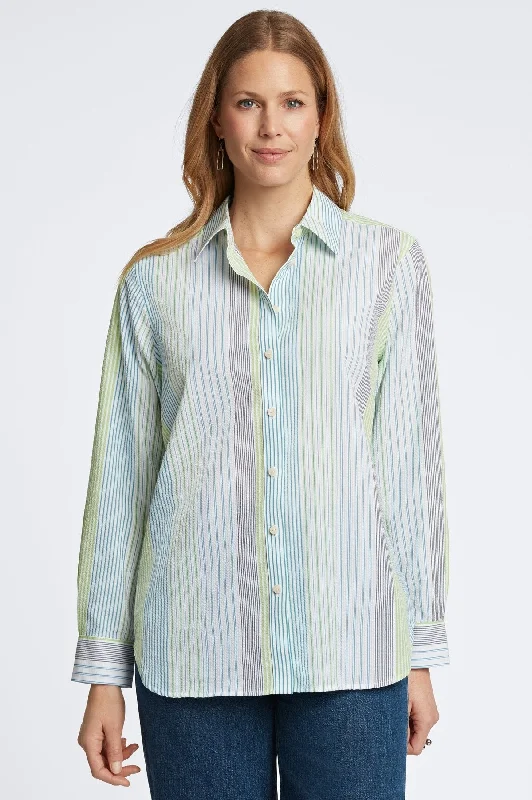 Fashion Style Boyfriend Seersucker Stripe Tunic