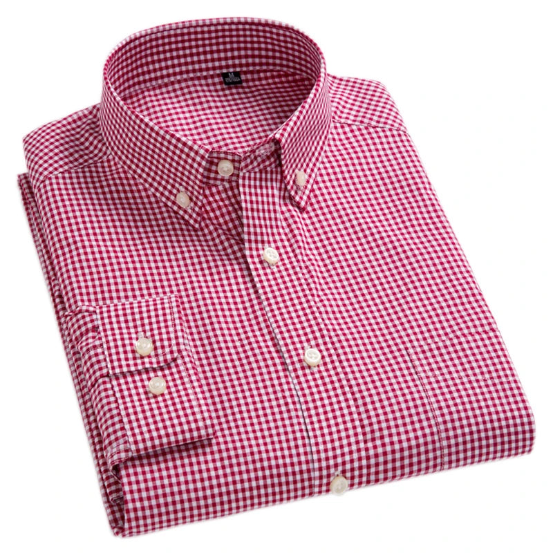 Sports And Leisure Men's Oxford Wash and Wear Plaid Shirts 100% Cotton Casual Shirts High Quality Fashion Design Men's Dress Shirts