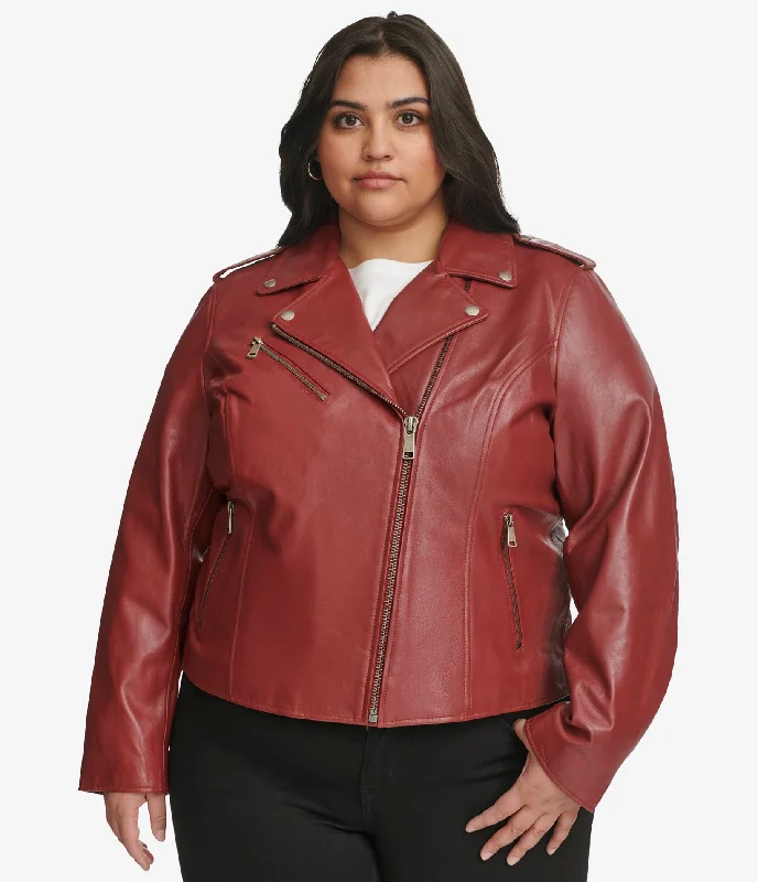 Comfortable And Versatile Plus Size Madeline Asymmetrical Leather Jacket