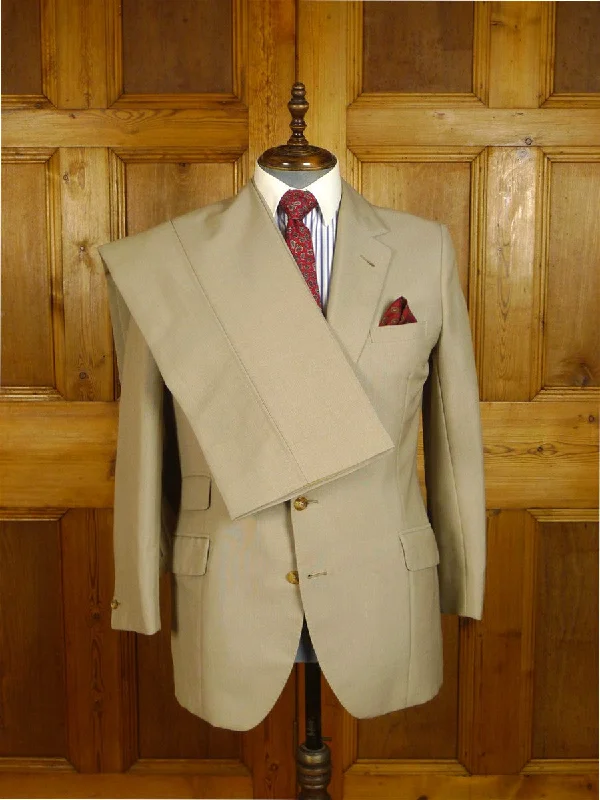 Minimalism 24/1029 wonderful 1973 vintage cyril a castle savile row conduit st bespoke beige mohair & worsted suit w/ stunning detailing 42 regular