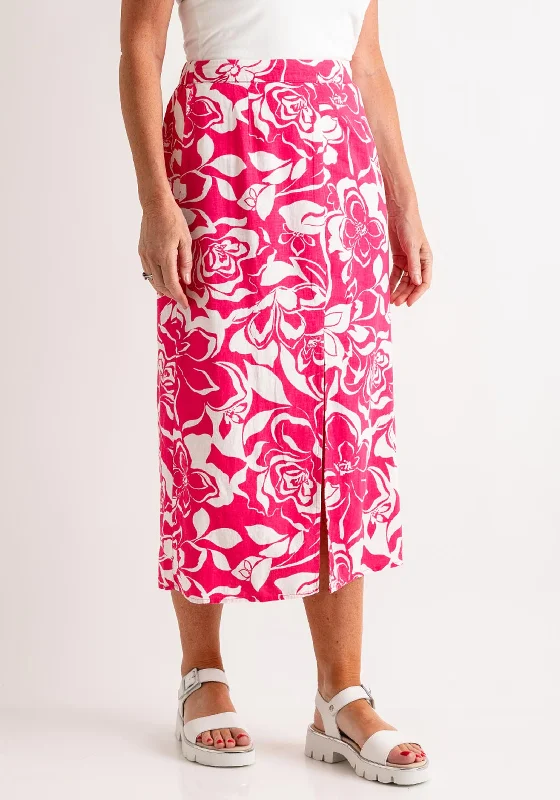 Classic Series Vero Moda Linna Linen Blend Midi Skirt, Raspberry Sorbet