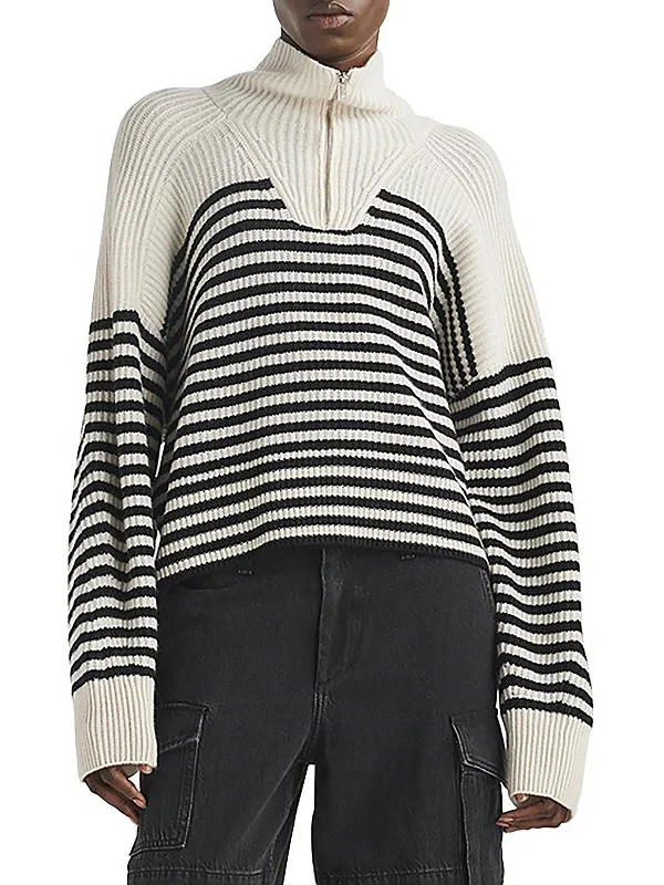 Classic And Versatile Pierce Womens Cashmere Striped Pullover Sweater