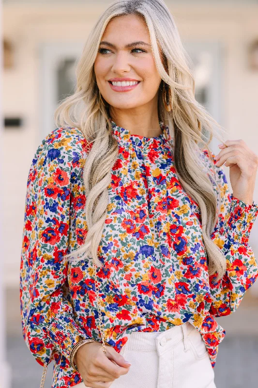 Retro Fashion Can't Change White Floral Blouse